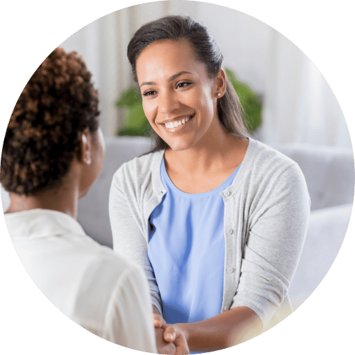 Woman counseling and talking to another person